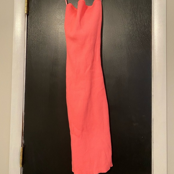 Neon pink knit strapless corset back dress - Picture 2 of 2